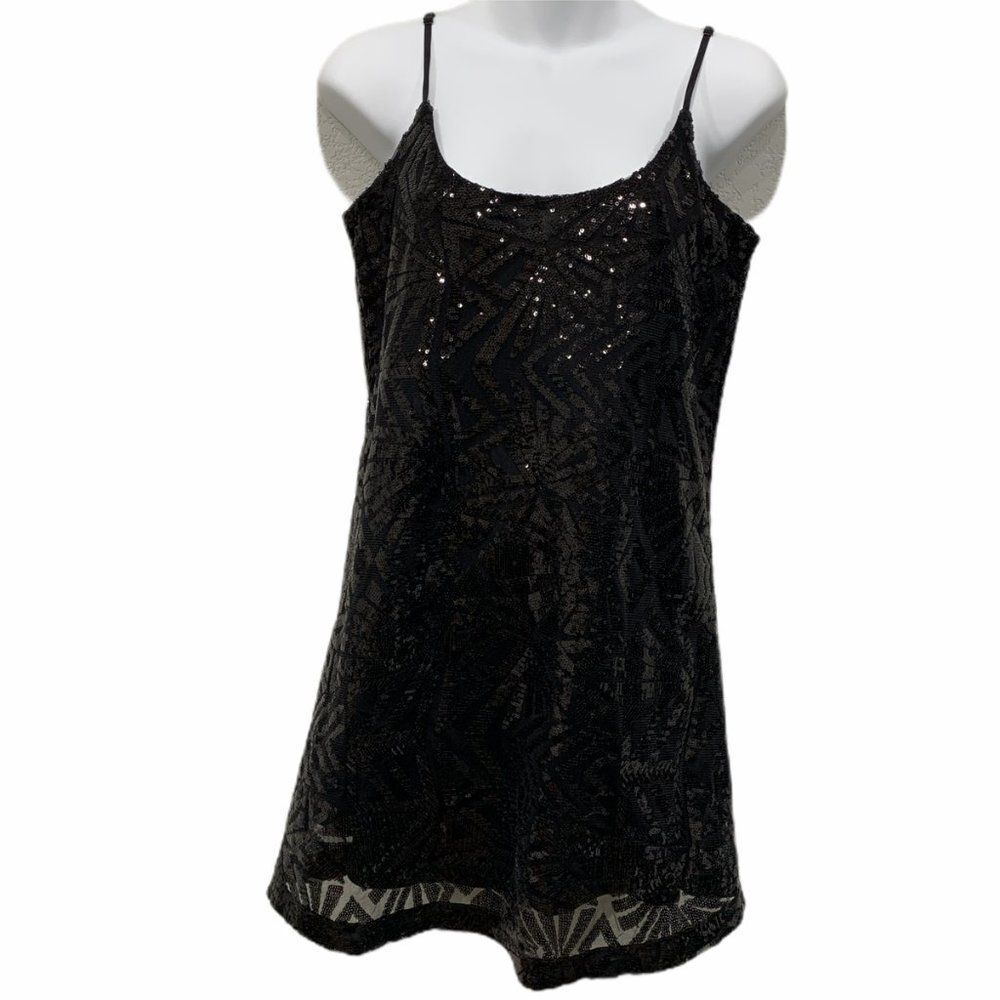 Aqua‎ Mini Sequin Party Dress Black Sparkly - Picture 3 of 6